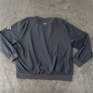 Callaway Jacket Mens L Blue V Neck Pullover Lined Microfiber Performance Golf